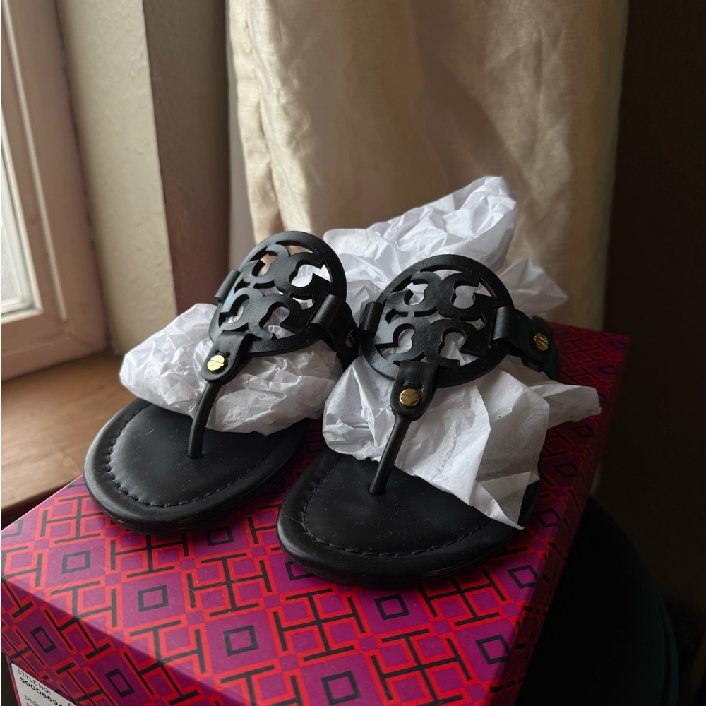 Tory Burch Black Leather Miller Sandal